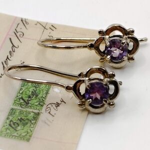 Vintage Navajo Kenny Jack Amethyst Silver Drop Earrings